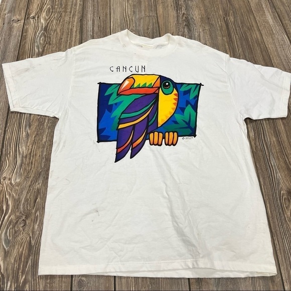 VINTAGE Cancun Shirt Large Toucan Tropical Vacation Tee NWT - Picture 2 of 11